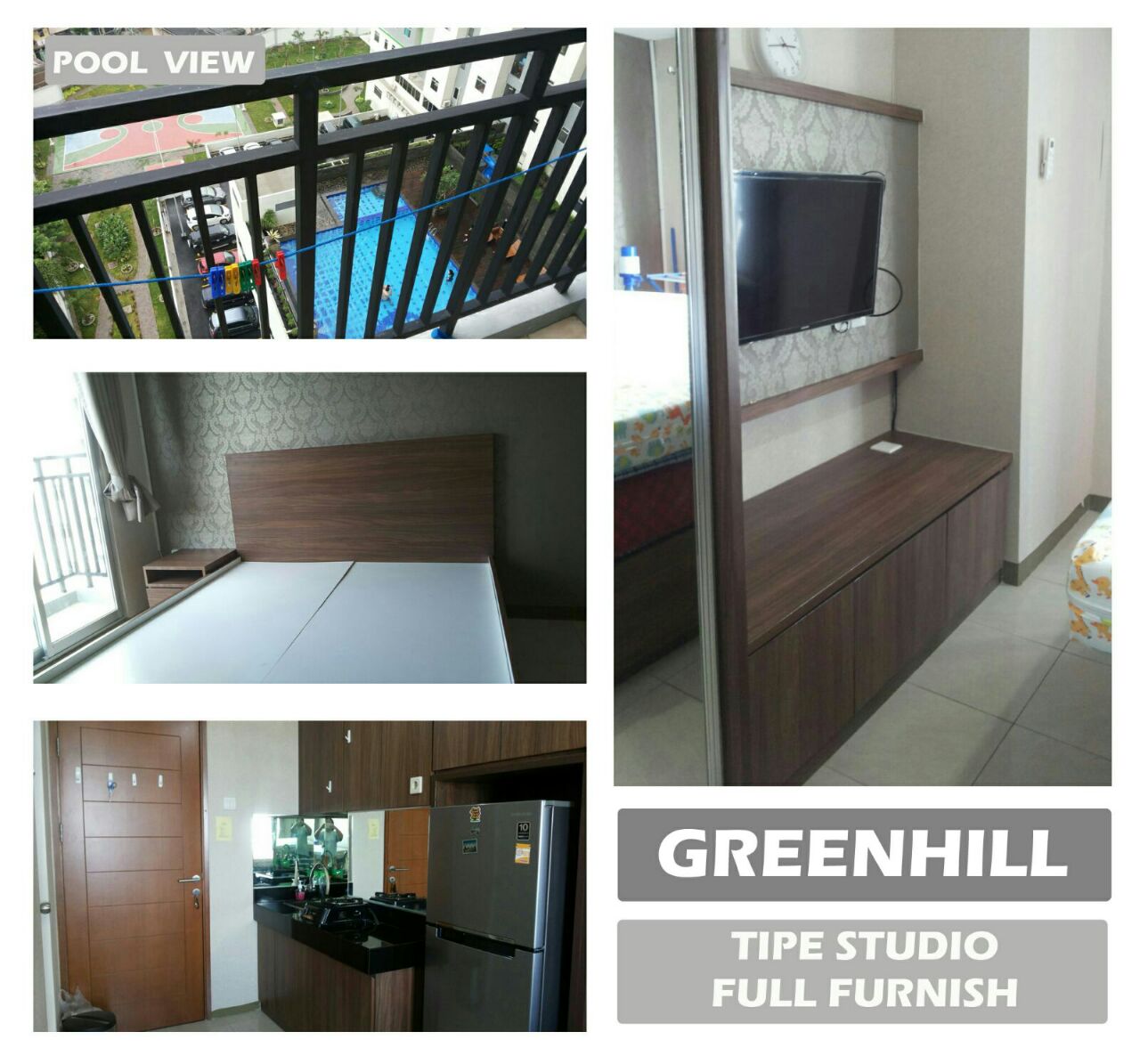 Apartemen Greenhill Fullfurnish Corner Studio Pool View Desain